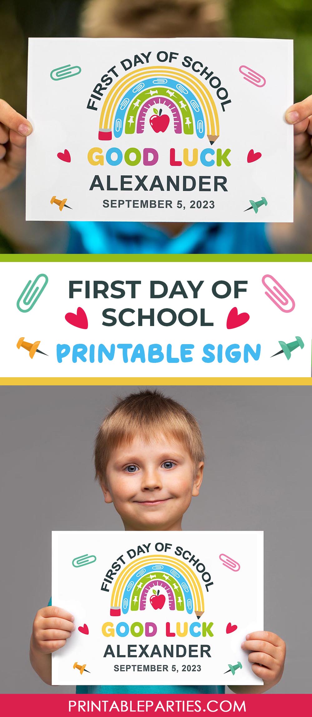 first day of school kids sign
